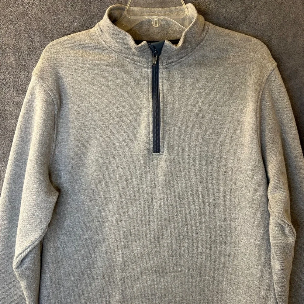 J. Crew Authentic Fleece Mens M (XL Tag) Quarter Zip Pullover Gray Sweater